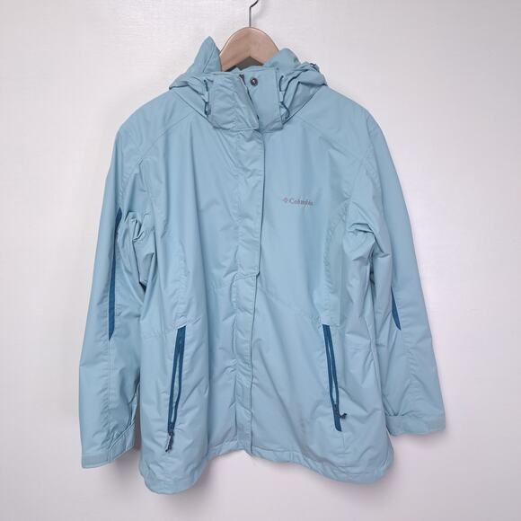 Columbia Interchange Blue Rain Jacket Womens Plus 1x - Picture 2 of 7